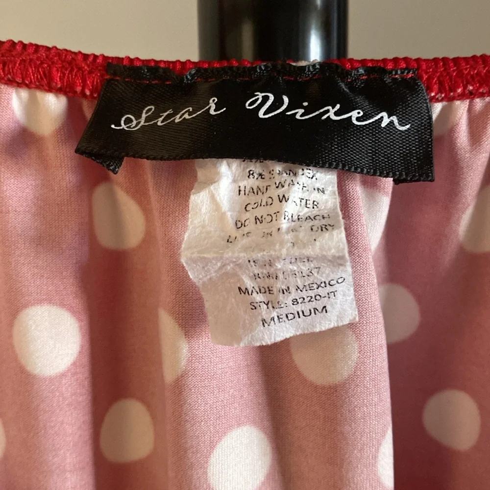 Star Vixen Red and White polka dot blouse Size M - Picture 2 of 3